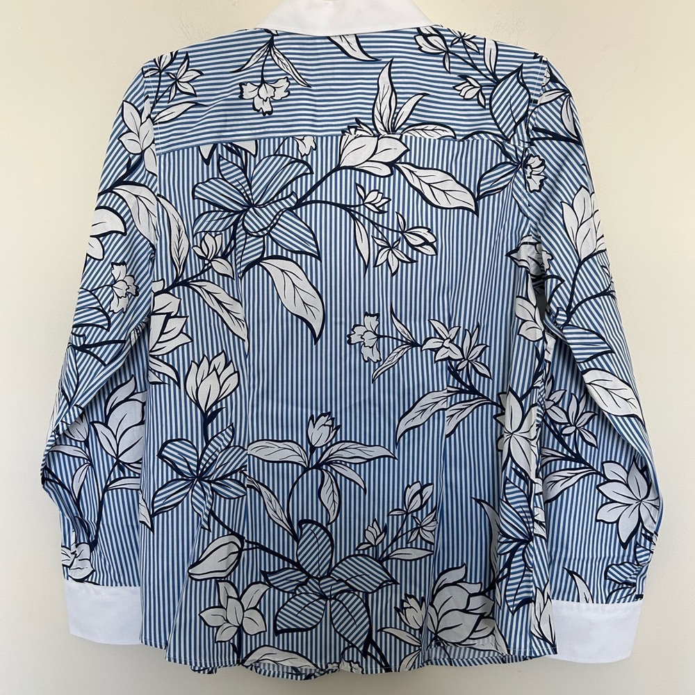 Talbots NON-IRON PERFECT SHIRT - OUTLINE FLORAL STRIPE Size‎ 8 - Picture 7 of 7